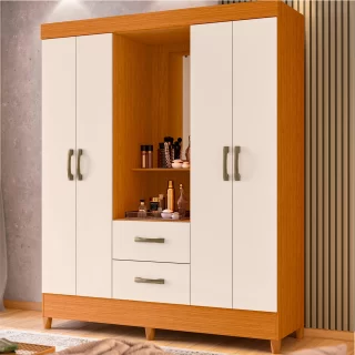 GUARDA ROUPA MOBI CAPELA 04 PTS 298-CINAMOMO/OFF WHITE