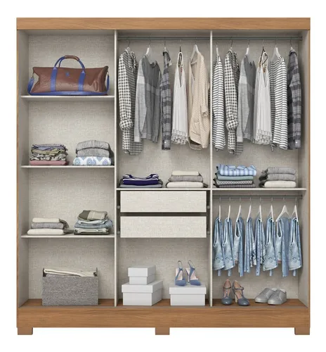 Roupeiro 03 Pts Desliz 02 Gav Nature/Off White B376-127 - Imagem 3