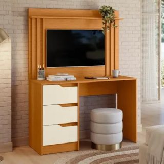 ESCRIVANINHA COM PAINEL DOBLE COR 291-CINAMOMO/OFF WHITE SEM A BANQUETA