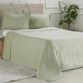 KIT COLCHA MIRAGGIO QUEEN 2,40m x 2,60m VERDE ALFAFA